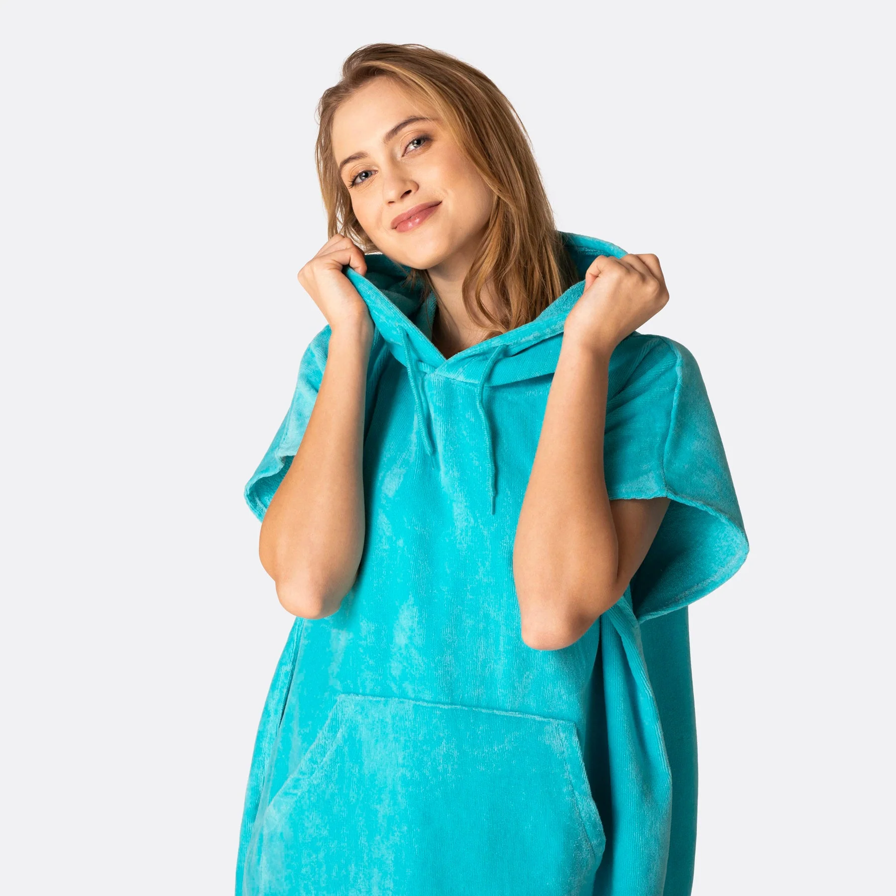 Coral Blue Towel Poncho - Image 3