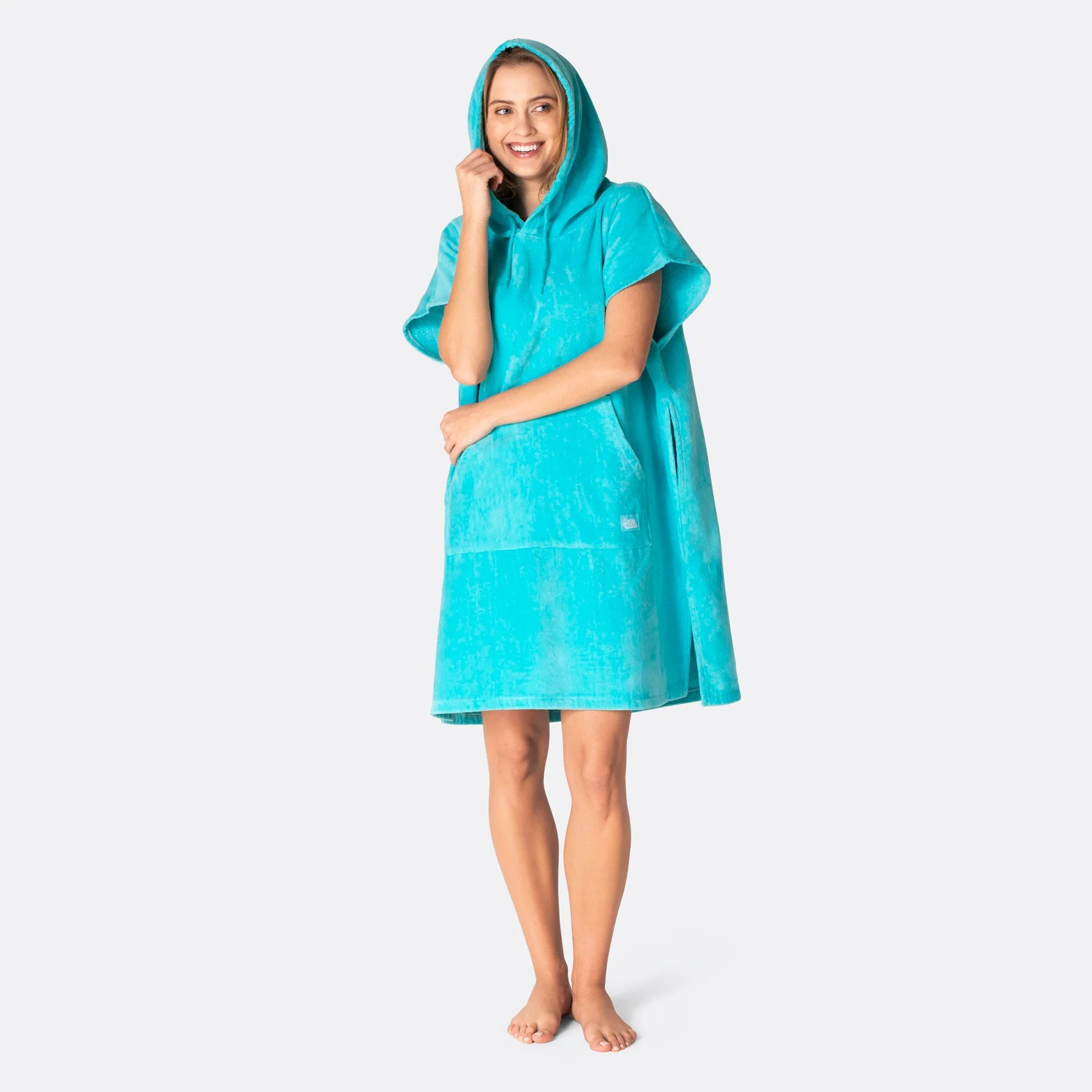 Coral Blue Towel Poncho - Image 6