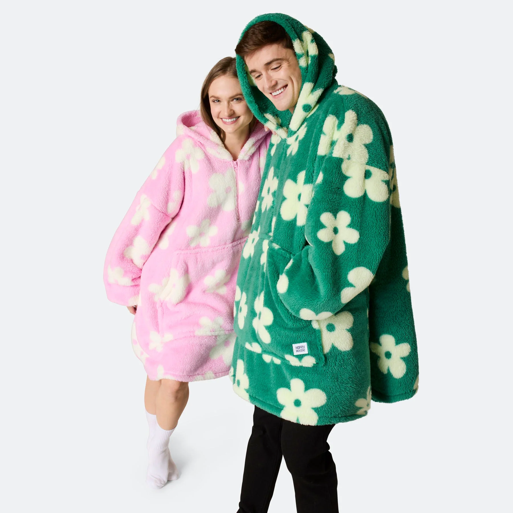 Flowers Pink Teddy HappyHoodie - Image 3