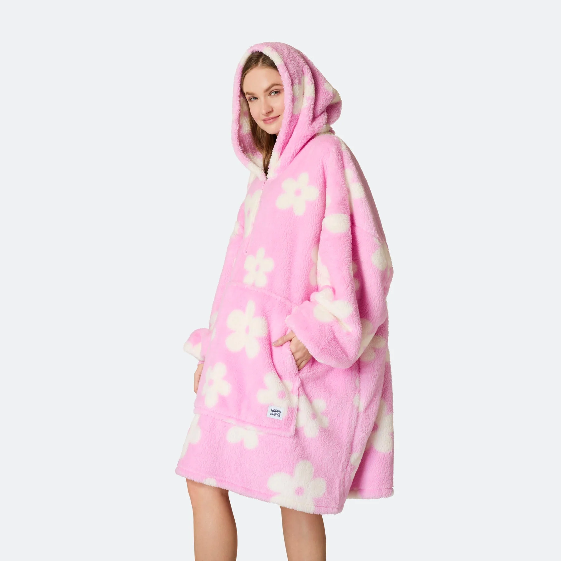 Flowers Pink Teddy HappyHoodie - Image 5