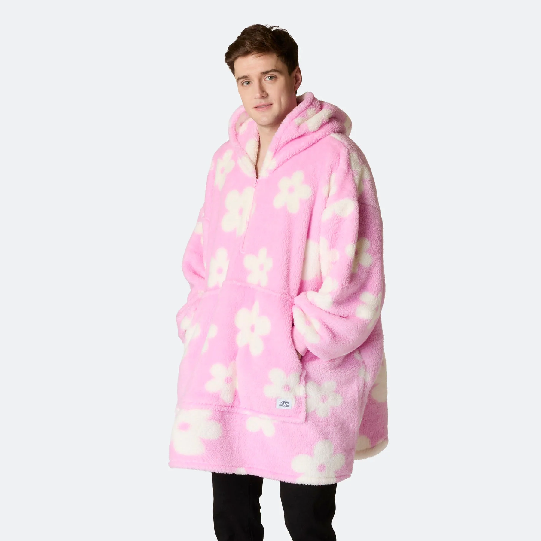 Flowers Pink Teddy HappyHoodie - Image 6