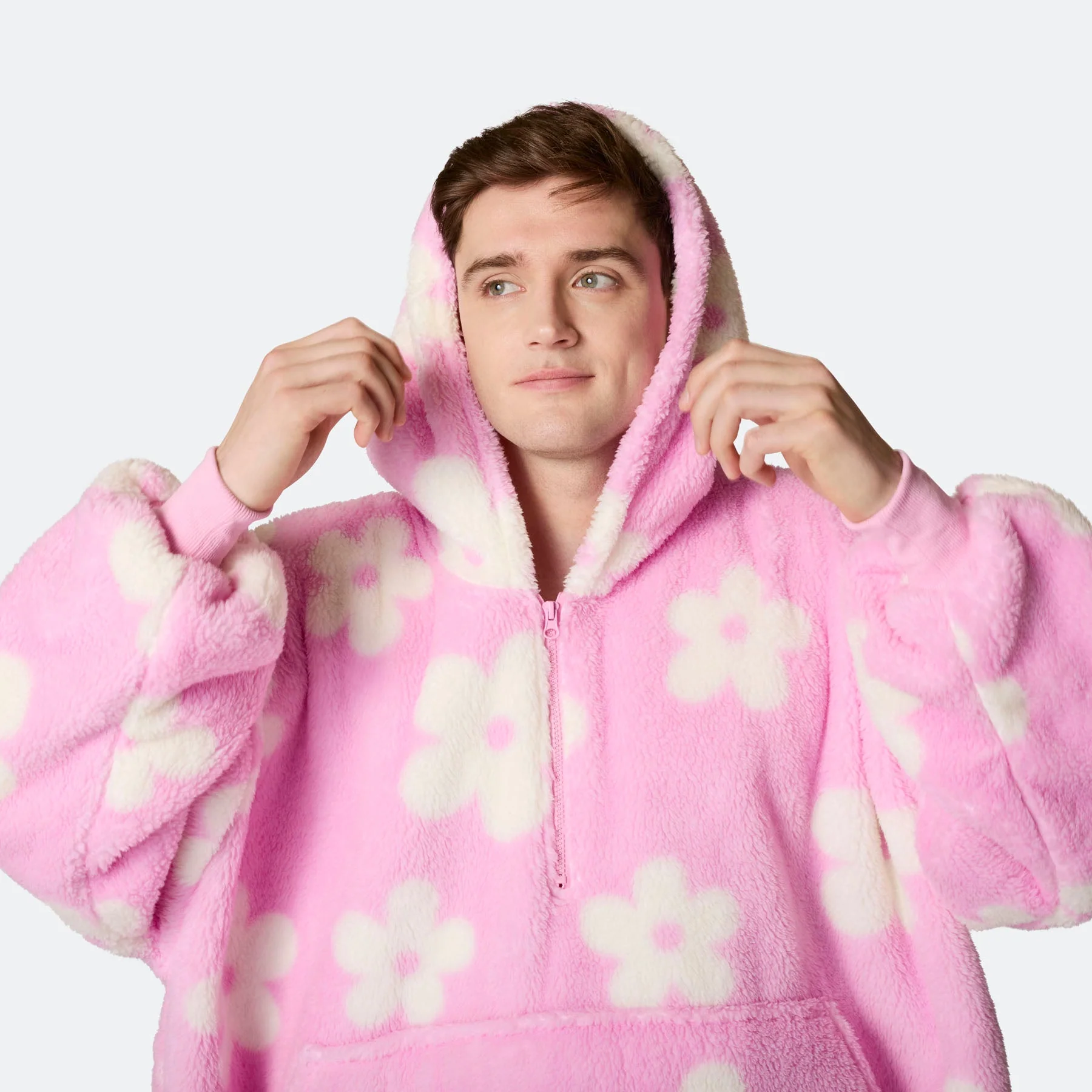 Flowers Pink Teddy HappyHoodie - Image 8