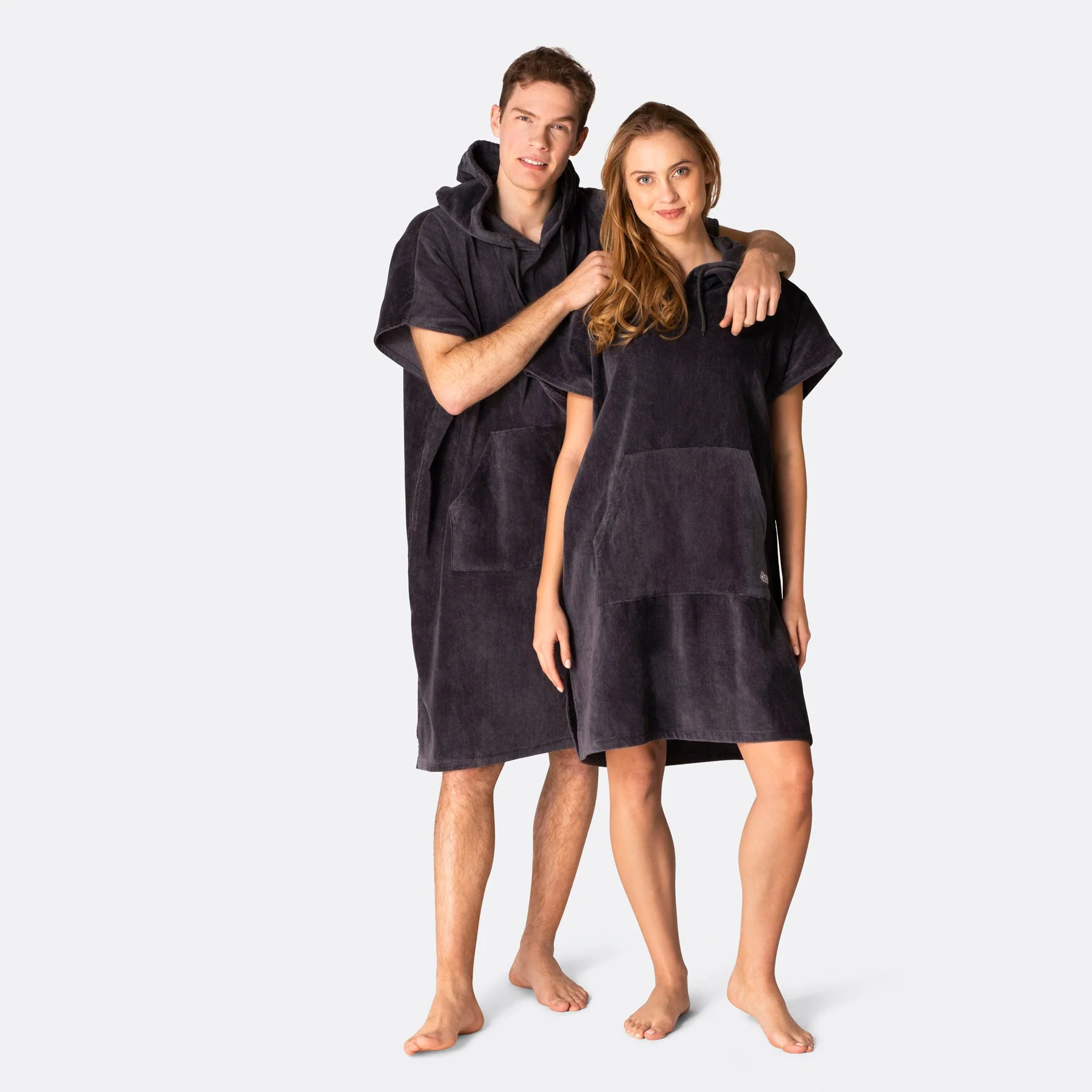 Charcoal Grey Towel Poncho - Image 3