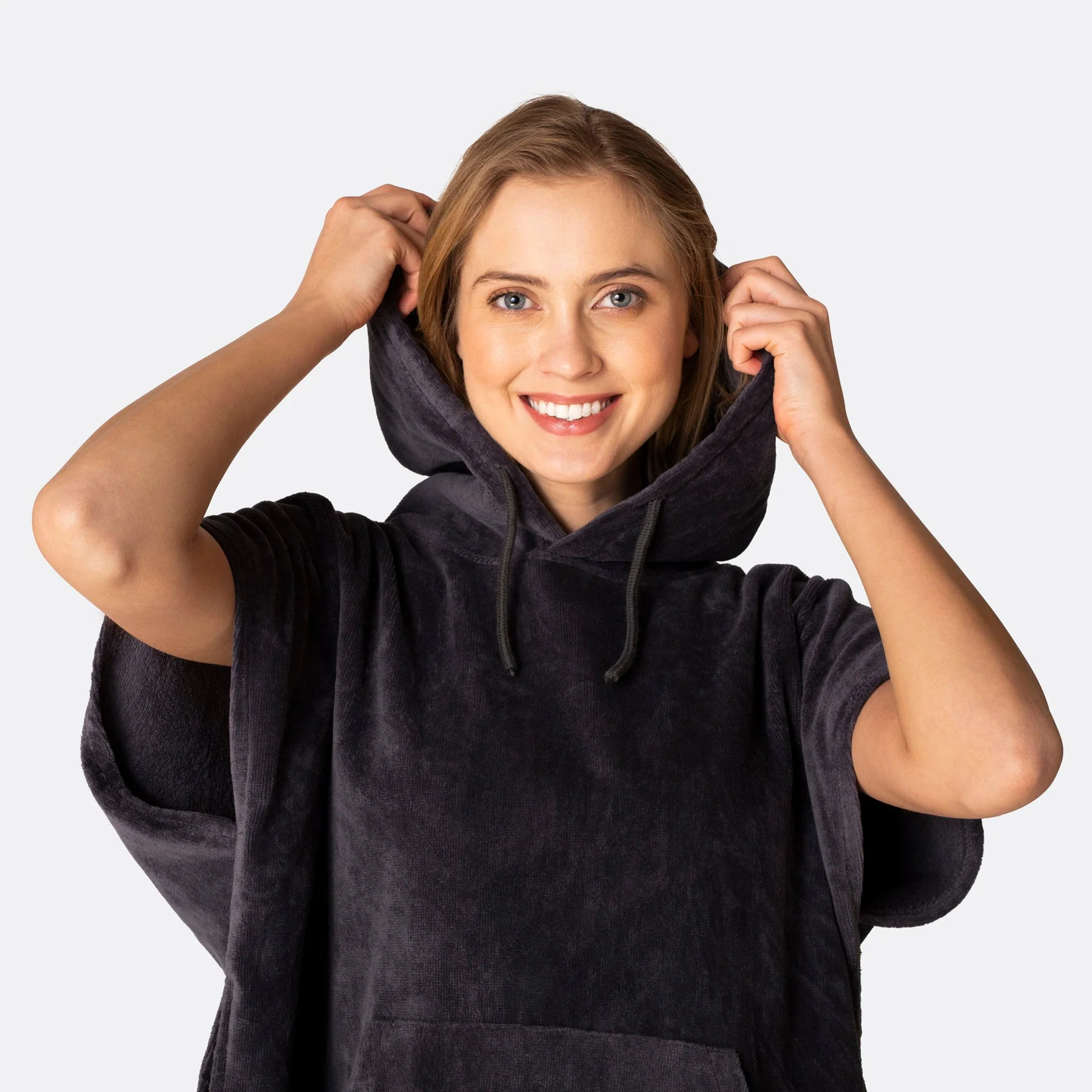 Charcoal Grey Towel Poncho - Image 4
