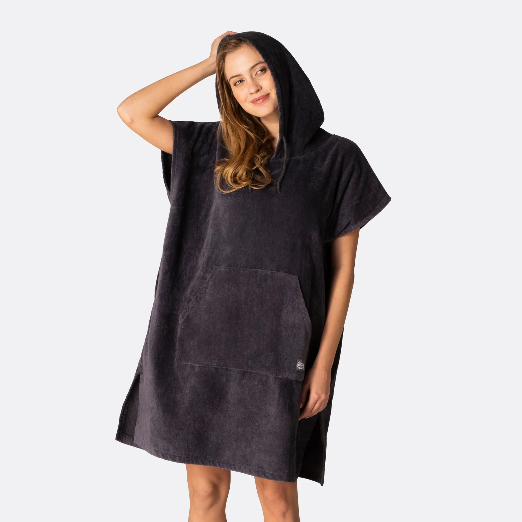 Charcoal Grey Towel Poncho - Image 5