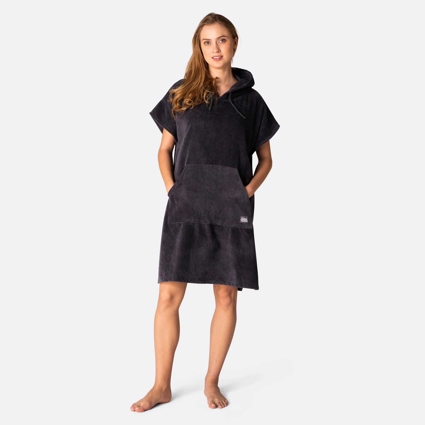 Charcoal Grey Towel Poncho - Image 6