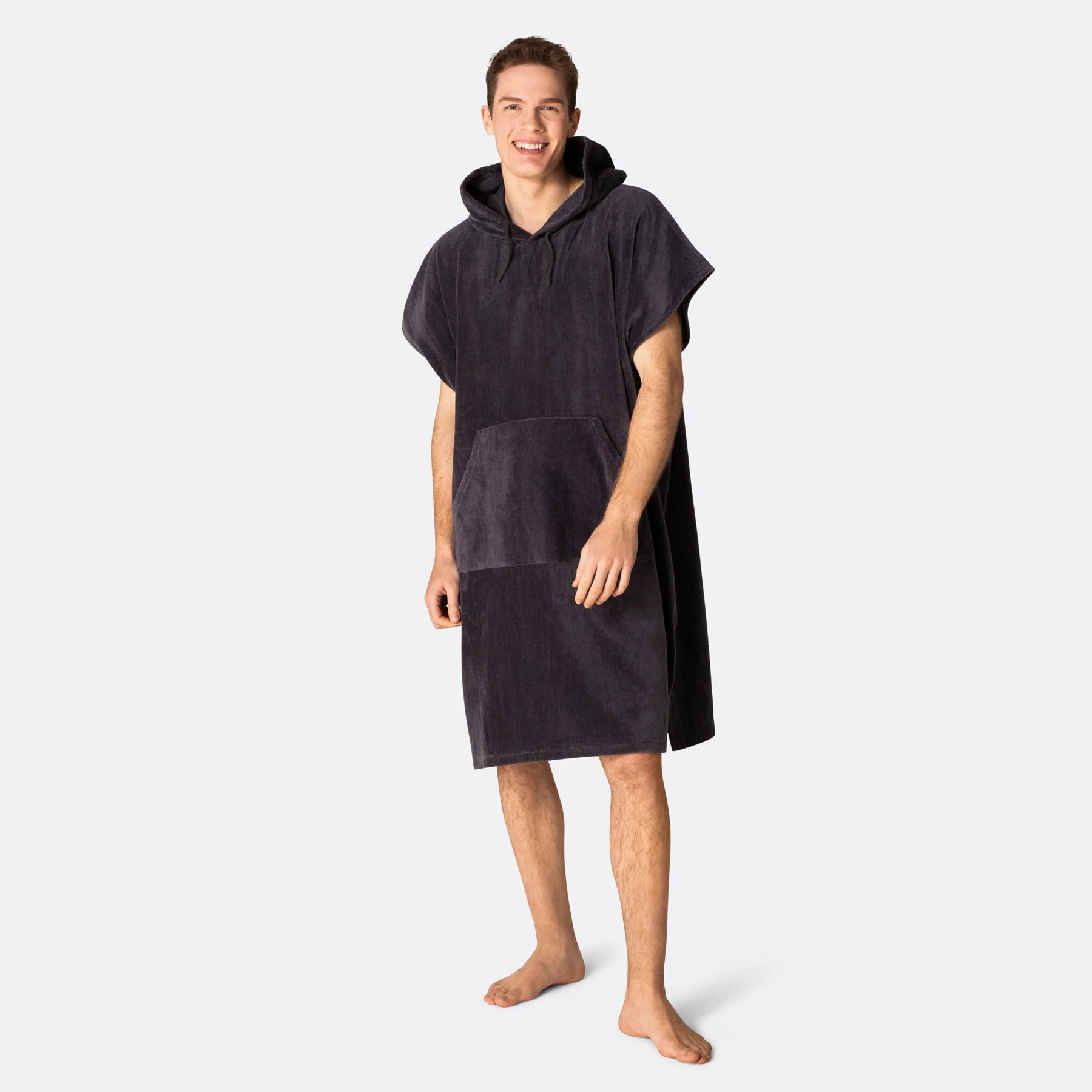 Charcoal Grey Towel Poncho - Image 7