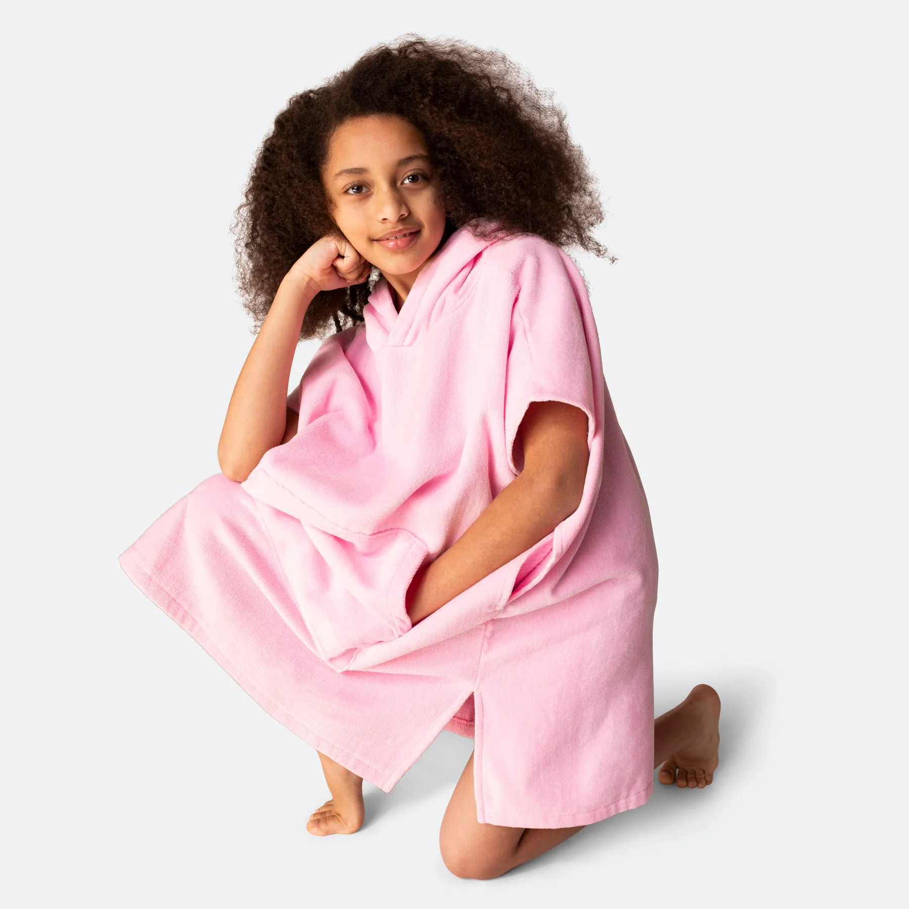 Kids' Bubblegum Pink Towel Poncho - Image 4