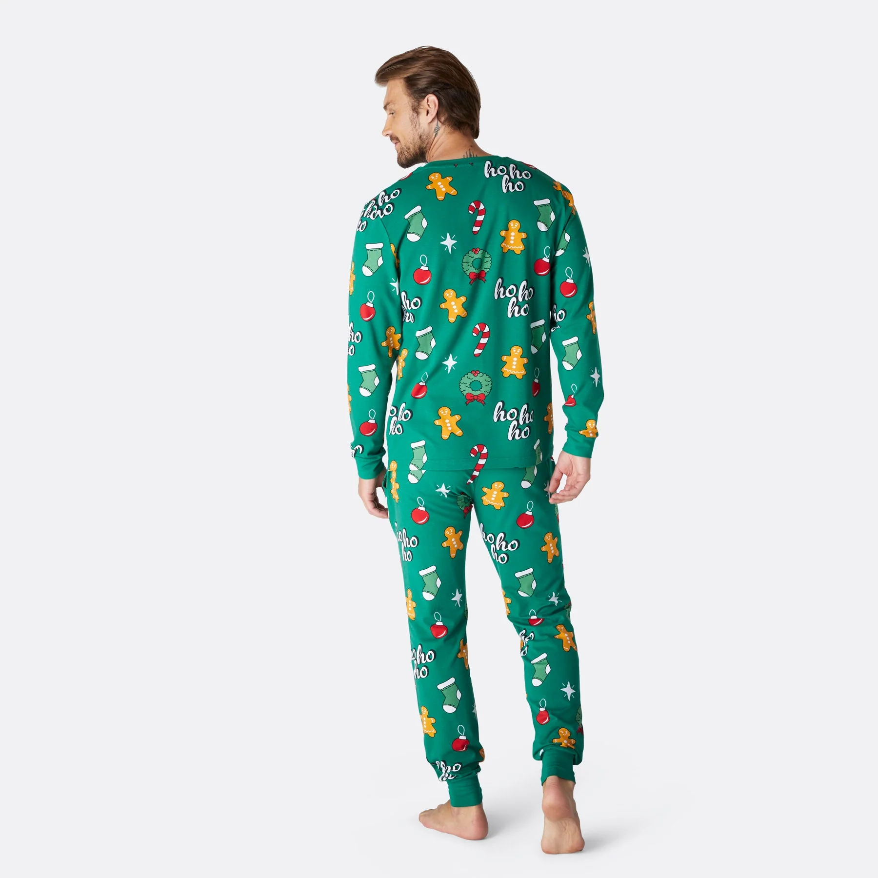 Men's Green Hohoho Christmas Pyjamas - Image 3
