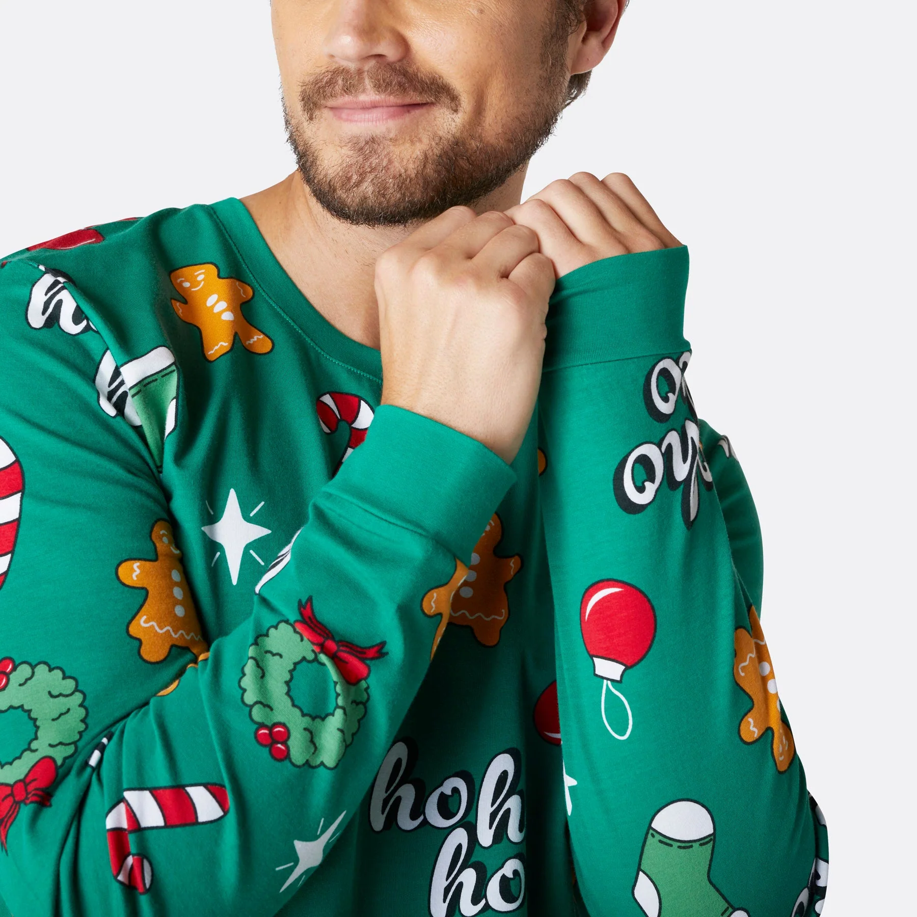 Men's Green Hohoho Christmas Pyjamas - Image 6