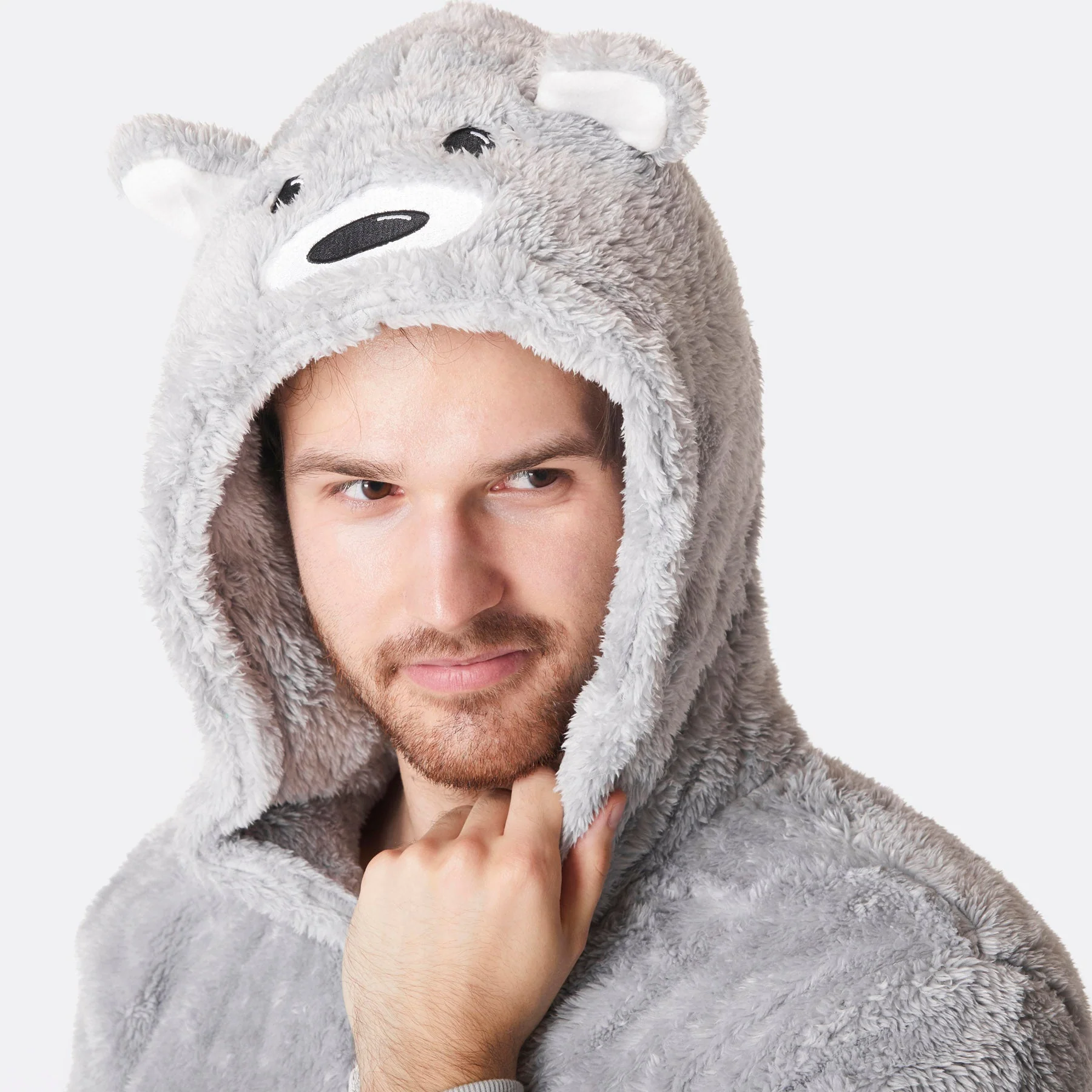 Men's Grey Teddy Bear Onesie - Image 5