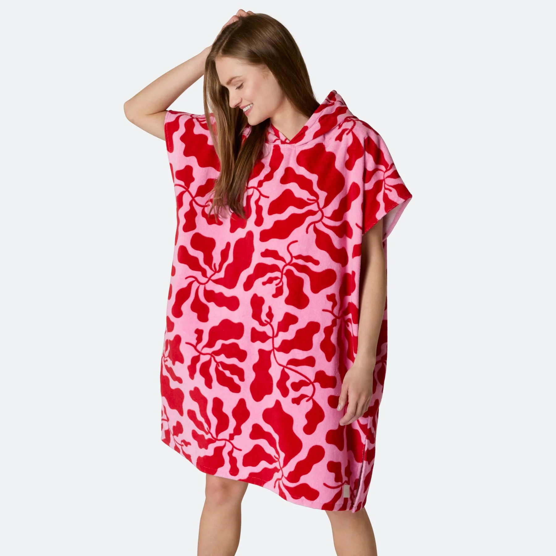 Patterned Pink Towel Poncho - Image 3