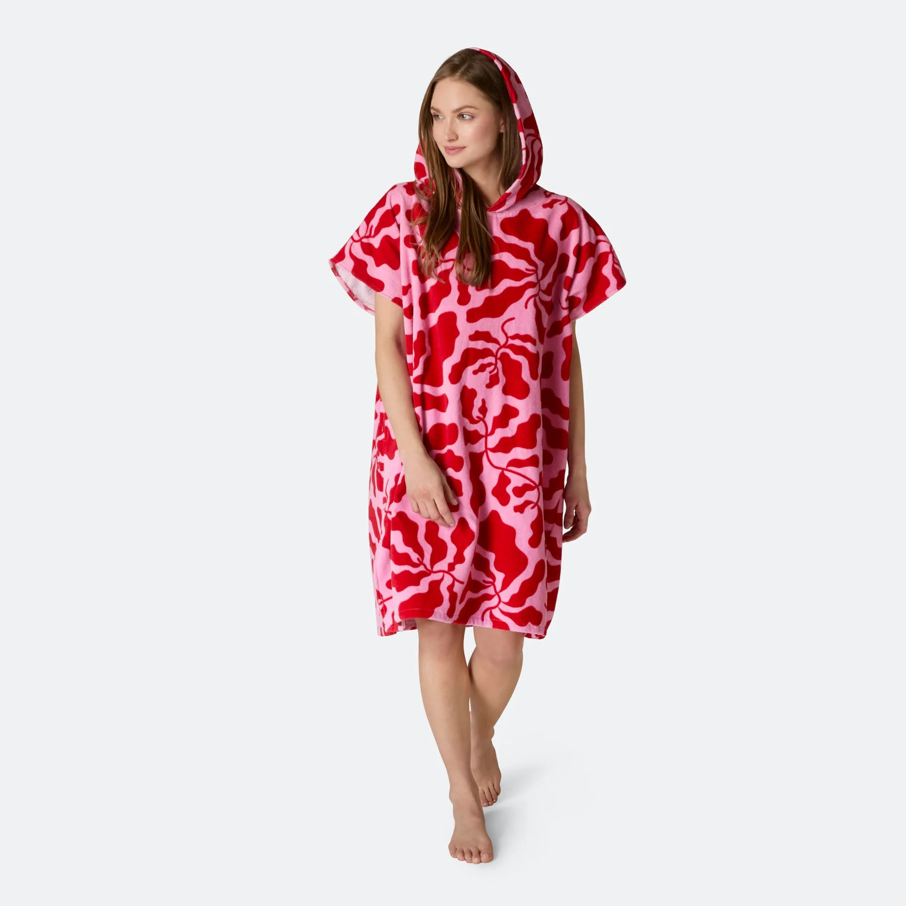 Patterned Pink Towel Poncho - Image 5