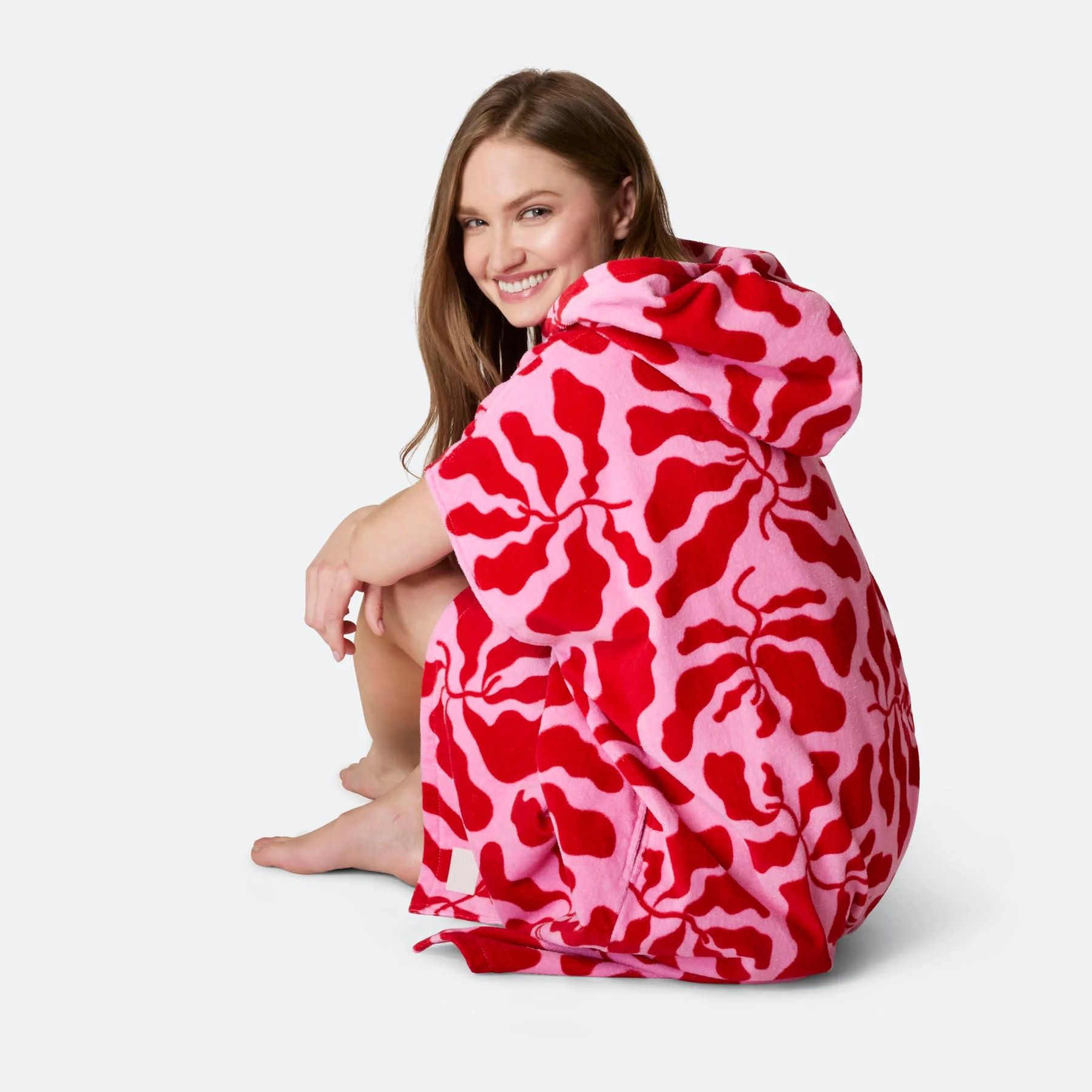 Patterned Pink Towel Poncho - Image 7
