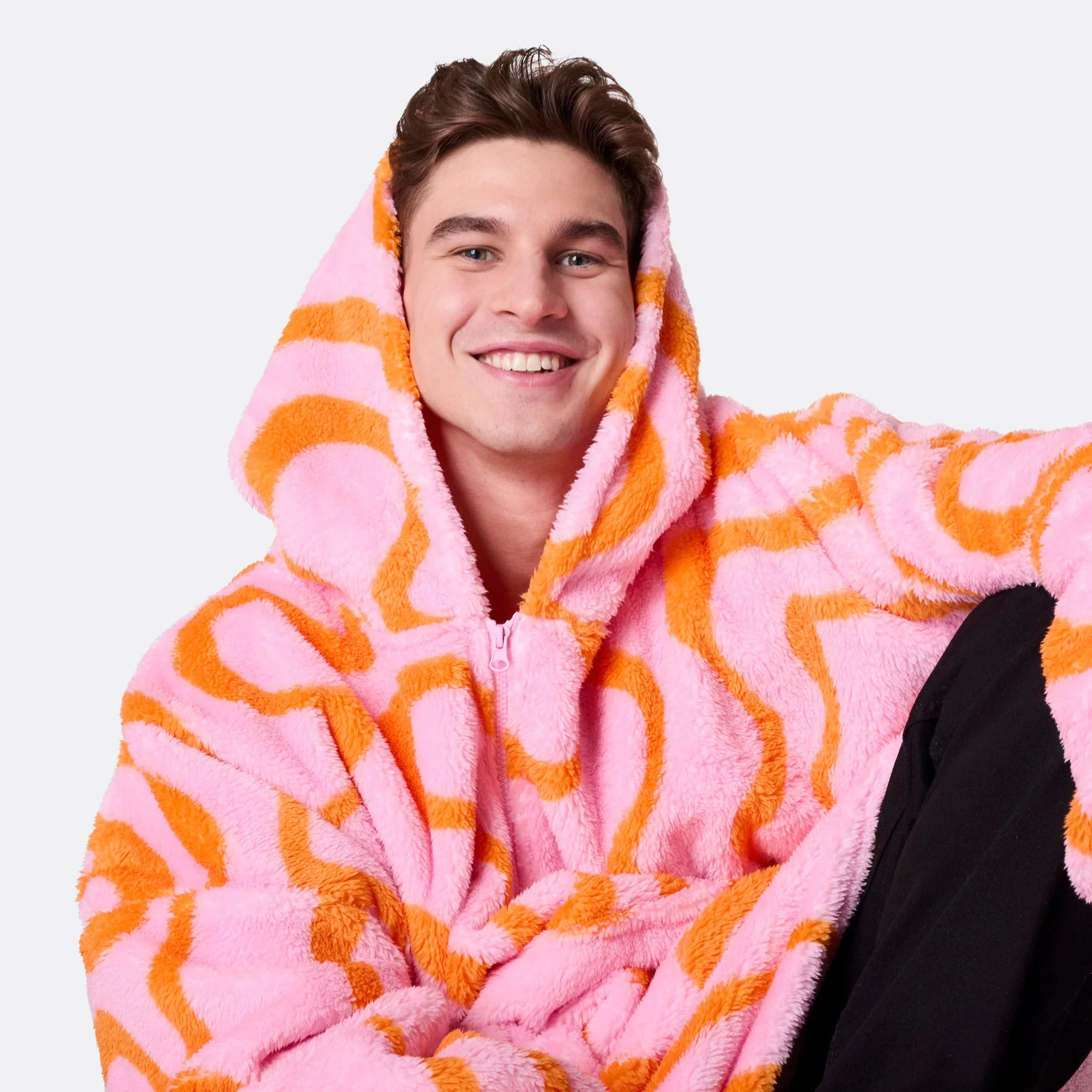 Pink Wavy Teddy HappyHoodie - Image 3