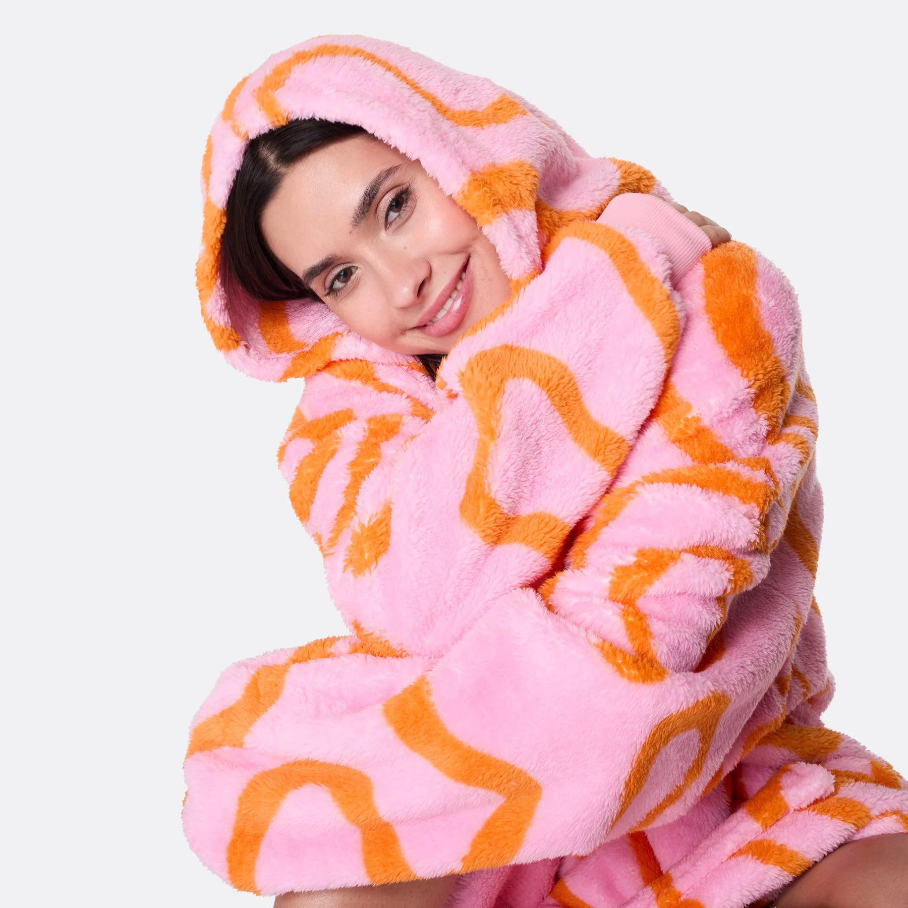Pink Wavy Teddy HappyHoodie - Image 8