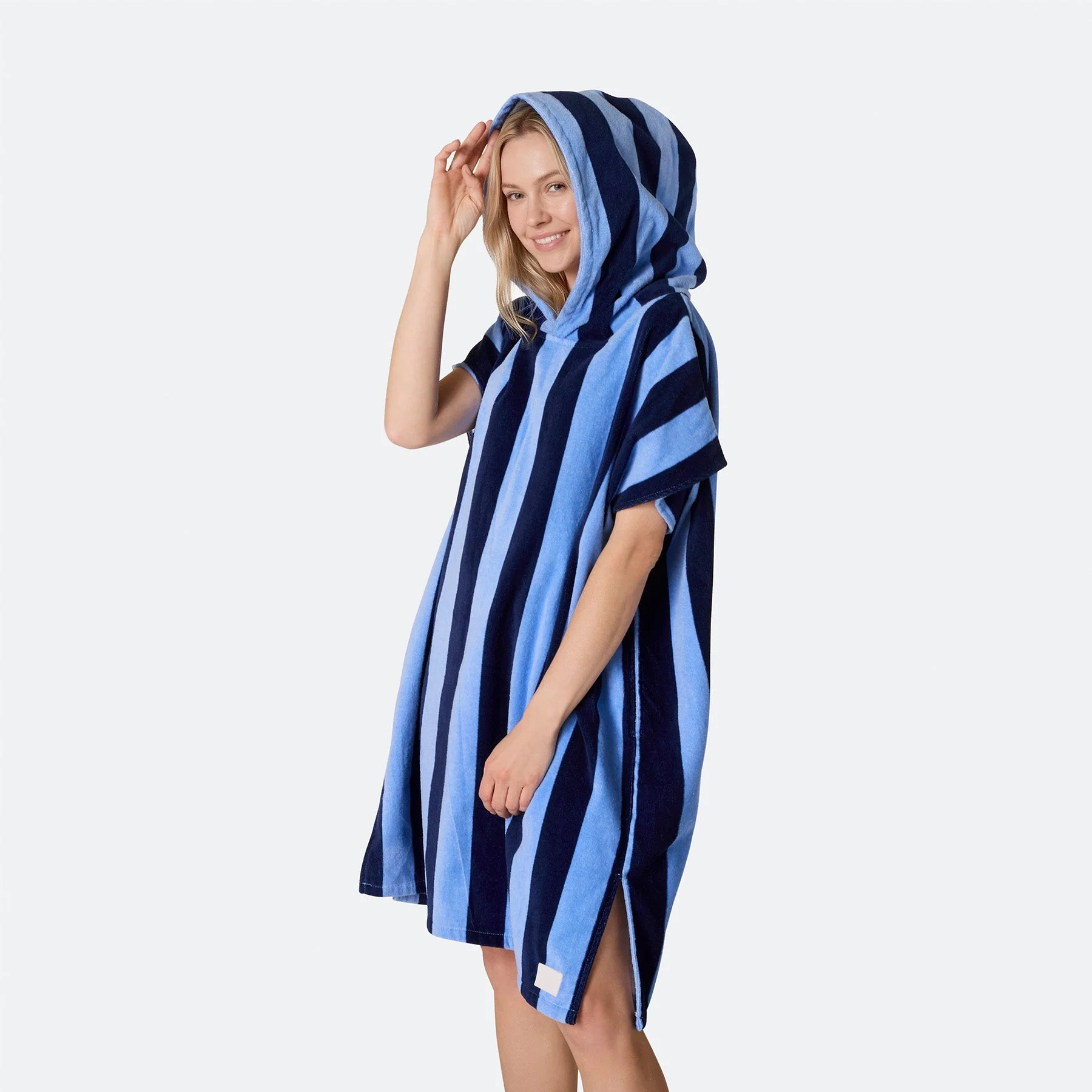 Striped Blue Towel Poncho - Image 3