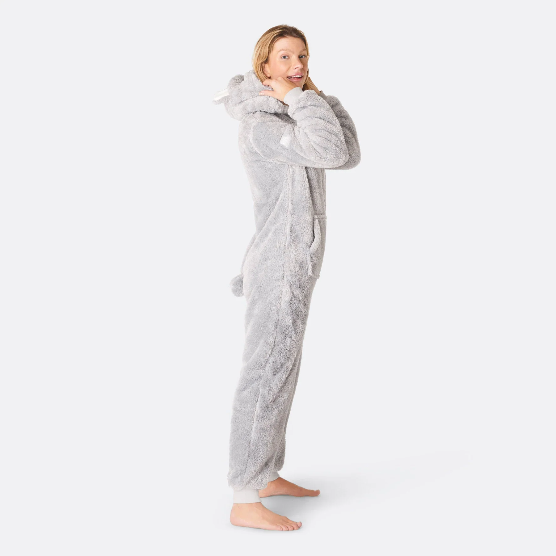 Women's Grey Teddy Bear Onesie - Image 4