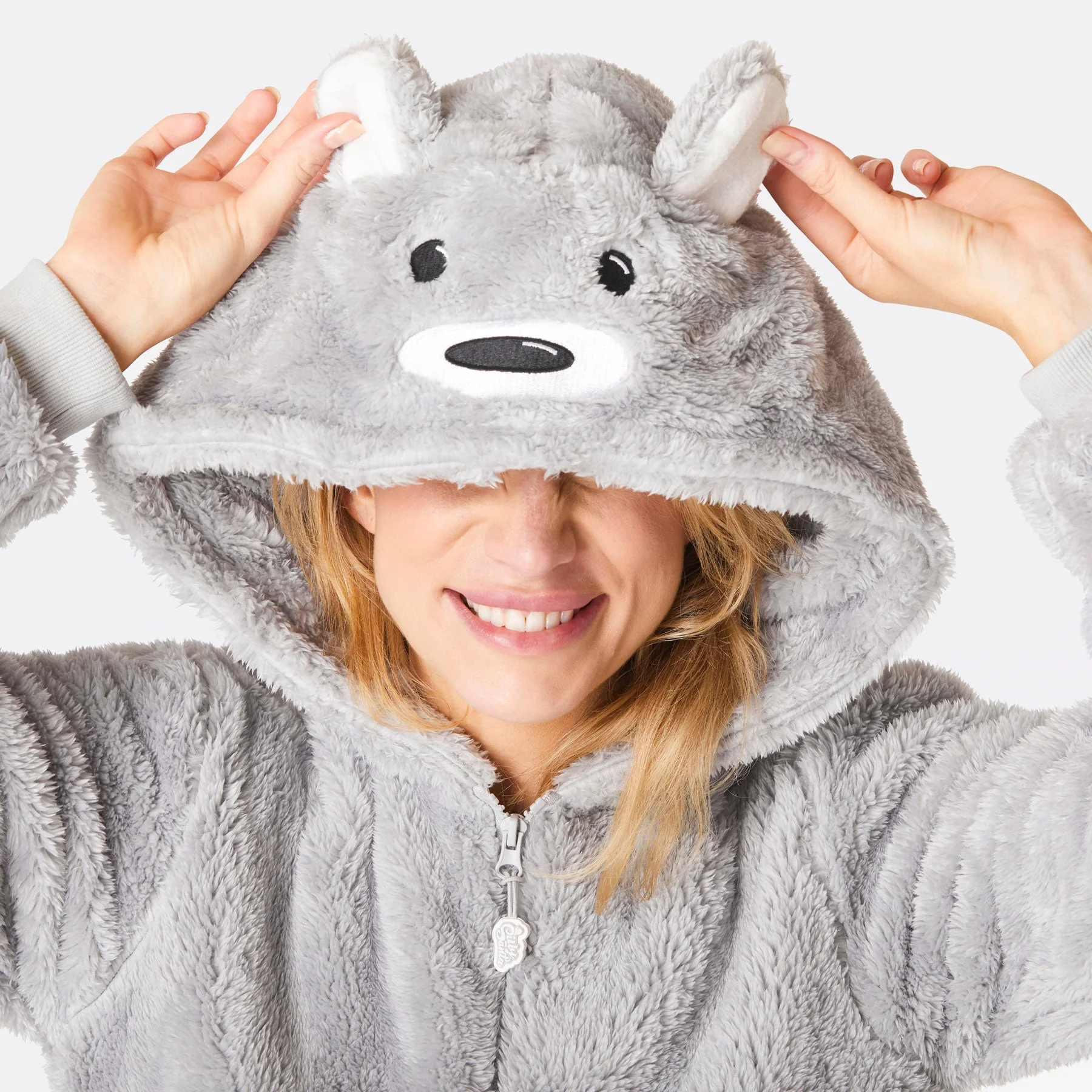 Women's Grey Teddy Bear Onesie - Image 5