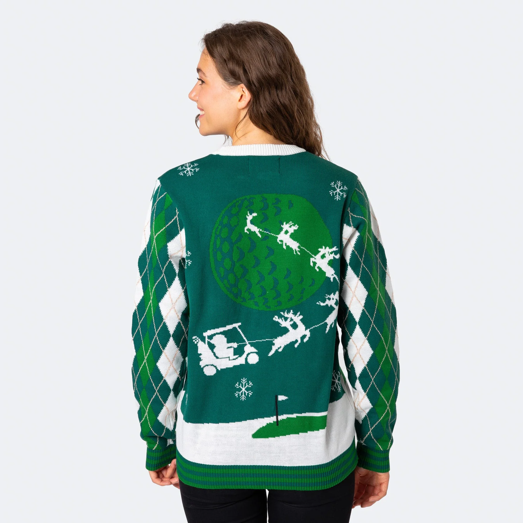 Women's Santa Golfer Christmas Sweater - Image 3
